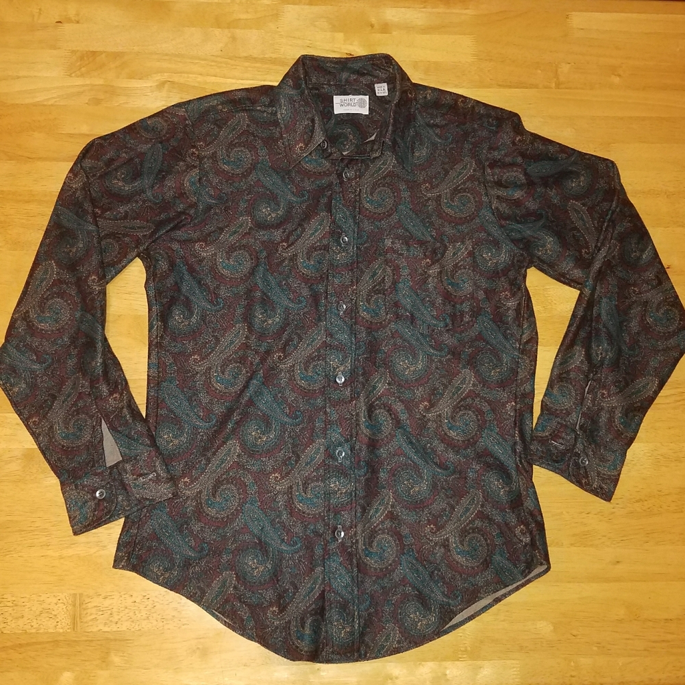 "Shirt World" paisley button-up shirt